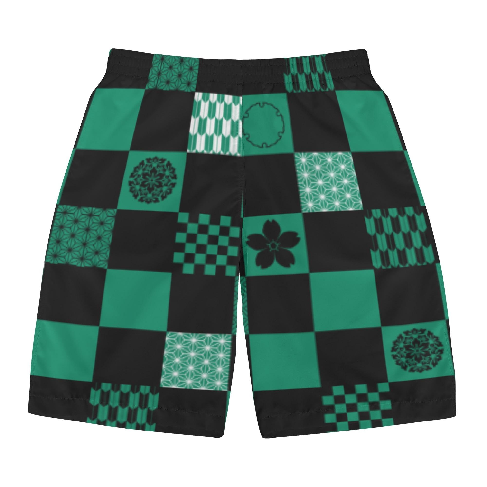 和の地紋文様柄 常磐緑(メンズサーフパンツ) メンズサーフパンツ メンズ 全て 和風 和柄 桜 雪輪 麻の葉 地紋 紗綾紋 紋様 矢絣 市松模様 六華唐草 常磐緑 冴木みやこ _ID018