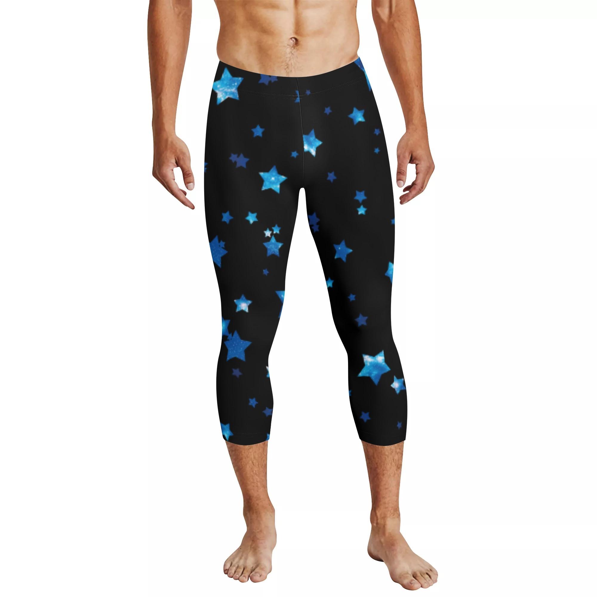 GalaxyStar B(メンズレギンス 7分丈) メンズレギンス 7分丈 メンズ 全て 青 黒 星 宇宙柄 galaxy 星型 B 冴木みやこ _ID018