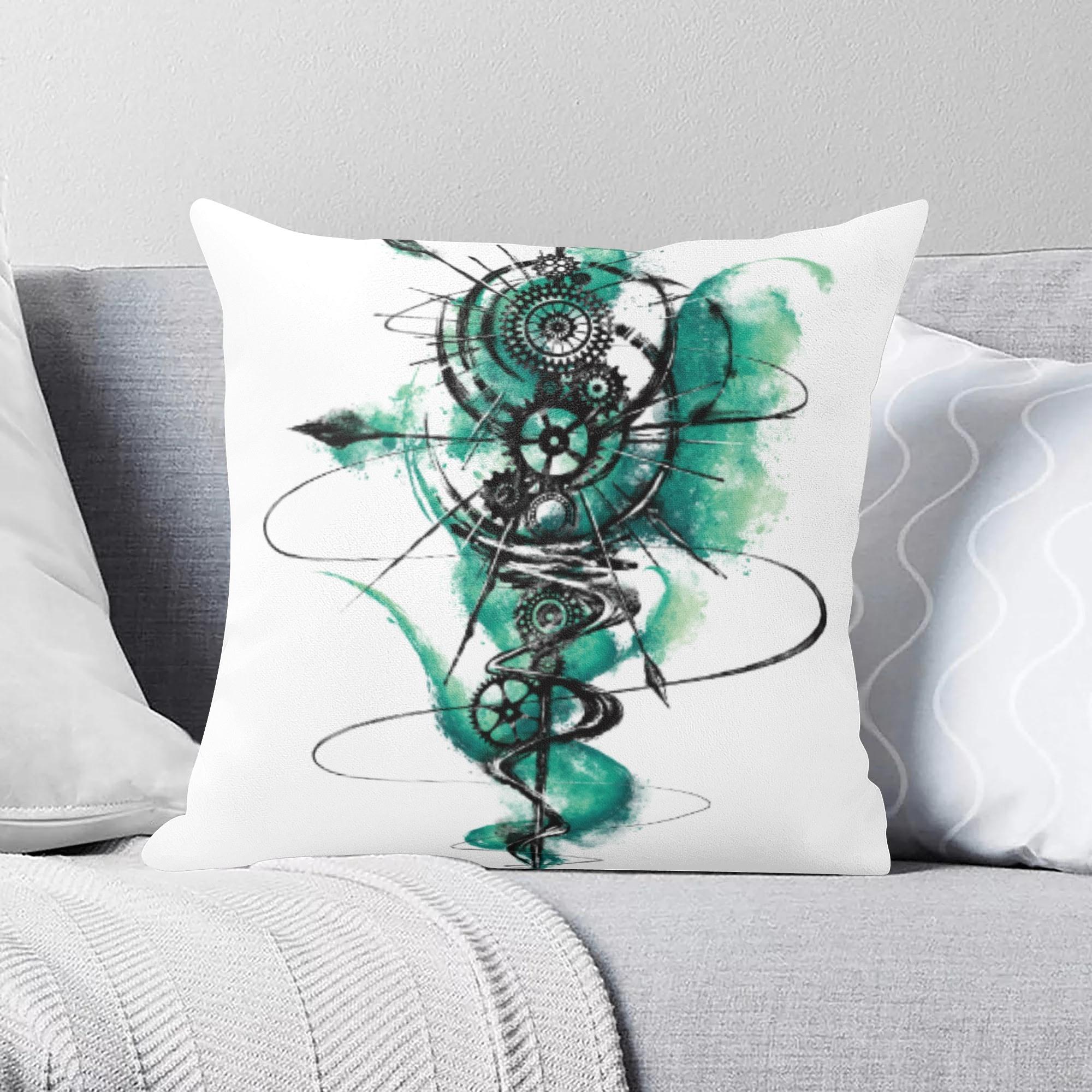 歯車廻緑(フルプリントクッションカバー) フルプリントクッションカバー ユニセックス ホームデコレー..