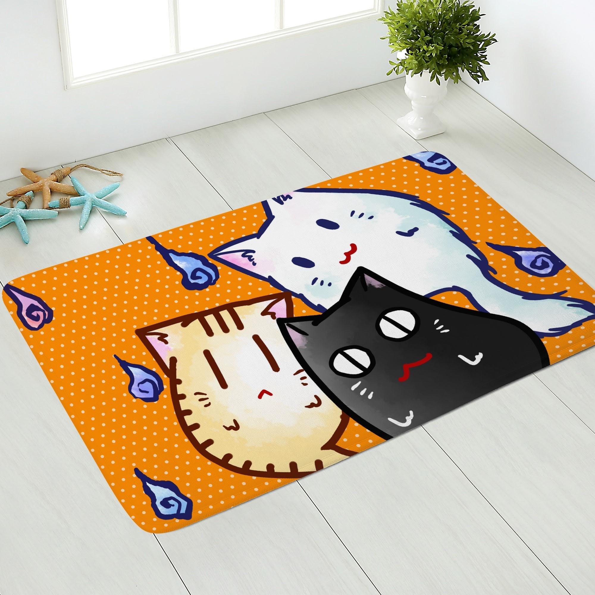ねこゆうれいオレンジ(ふんわりドアマット) ふんわりドアマット ユニセックス ホームデコレーション 全て 動物 キャラクター 猫 可愛い ねこ オリジナルキャラクター 幽霊 おばけ 鬼火