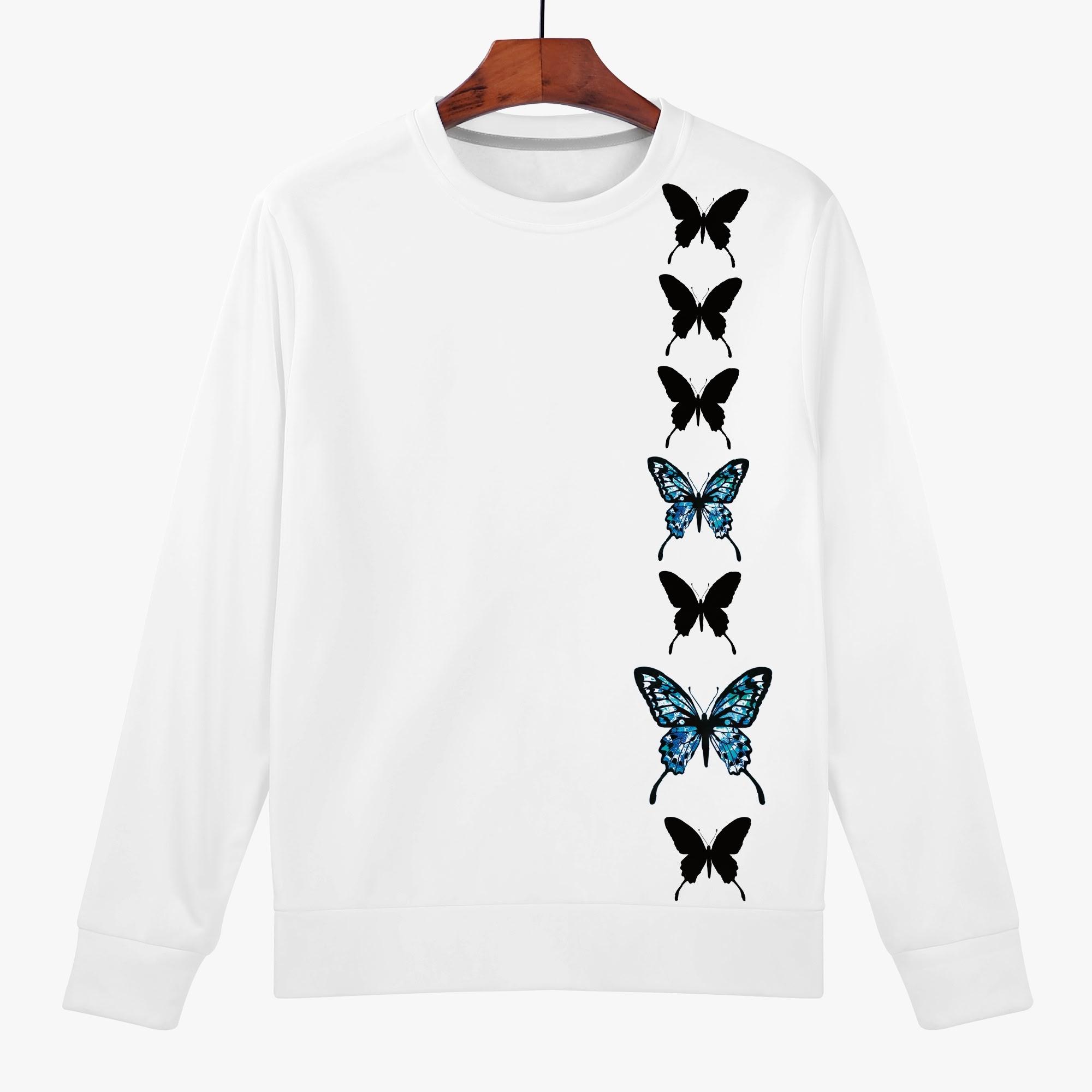 アゲハ蝶連青黒(レディーススウェット) レディーススウェット レディース 全て 青 黒 シルエット アゲハ蝶 揚羽蝶 ランダム 寒色 冴木みやこ _ID018(4)