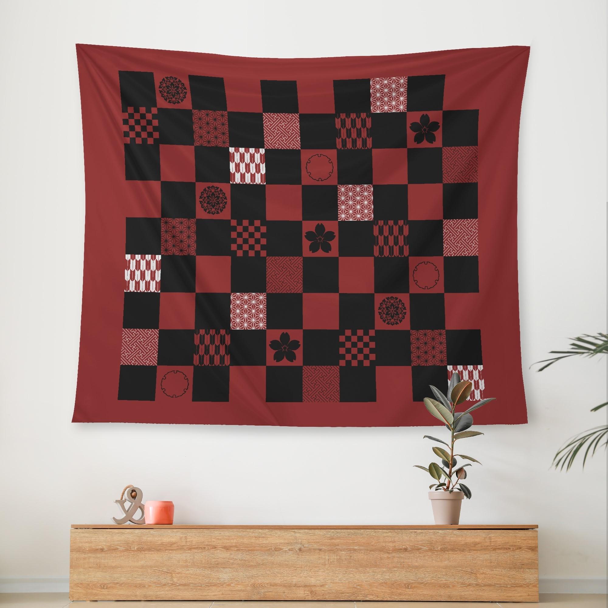 和の地紋文様柄 えんじ色(タペストリー) タペストリー ユニセックス ホームデコレーション 全て 和風 ..