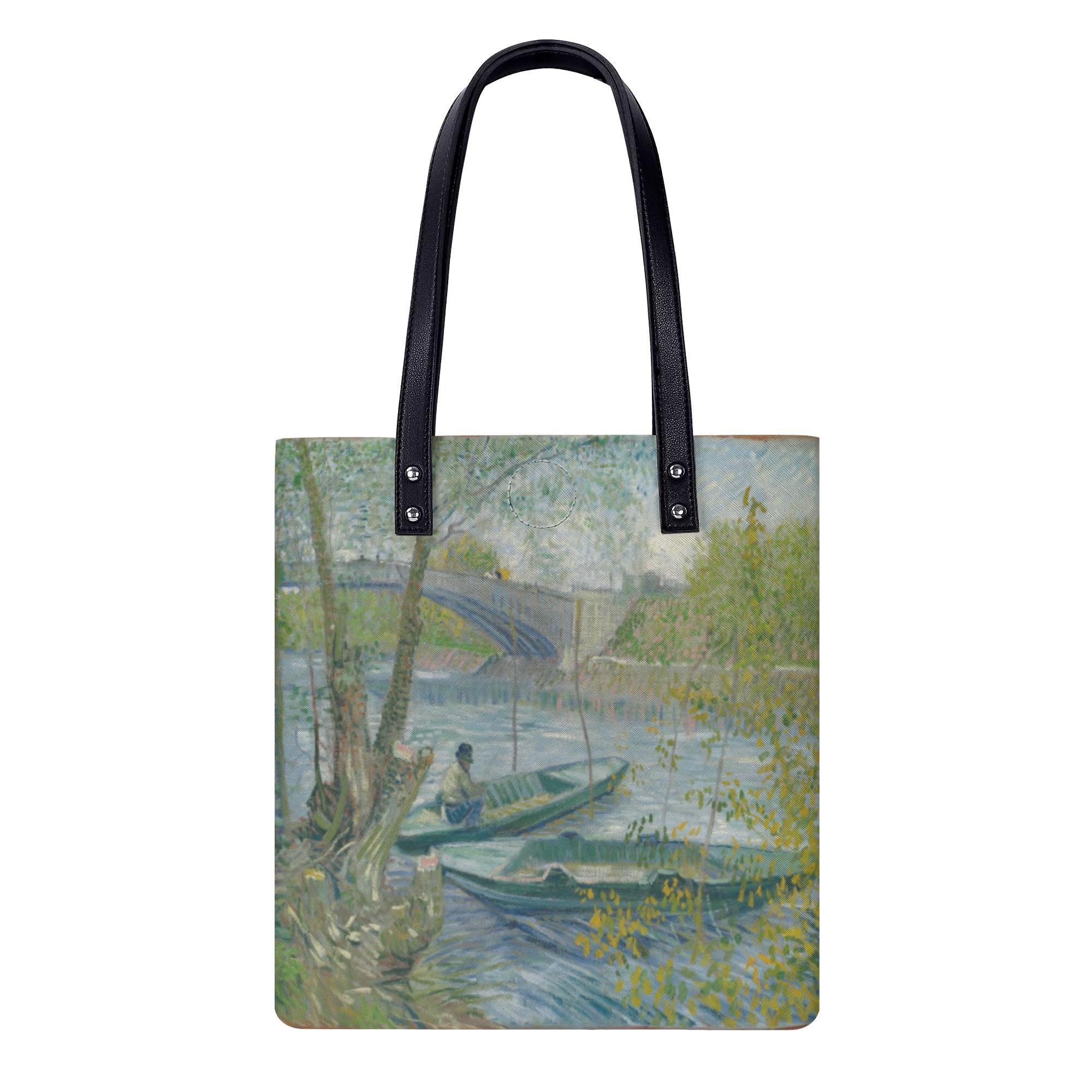 ヴィンセント・ヴァン・ゴッホ 春の釣り ポン・ド・クリシー (アニエール)(PUレザーハンドバッグ) PUレ..