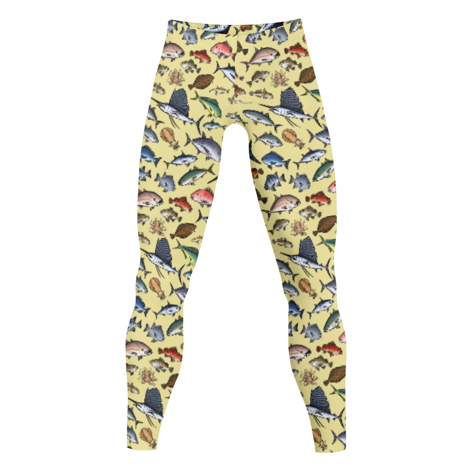 KAISUIGYO_CY_MLG(メンズレギンス 10分丈) メンズレギンス 10分丈 メンズ 全て 魚 海 釣り 海釣り 魚釣り 海水魚 nekototuribito _ID018