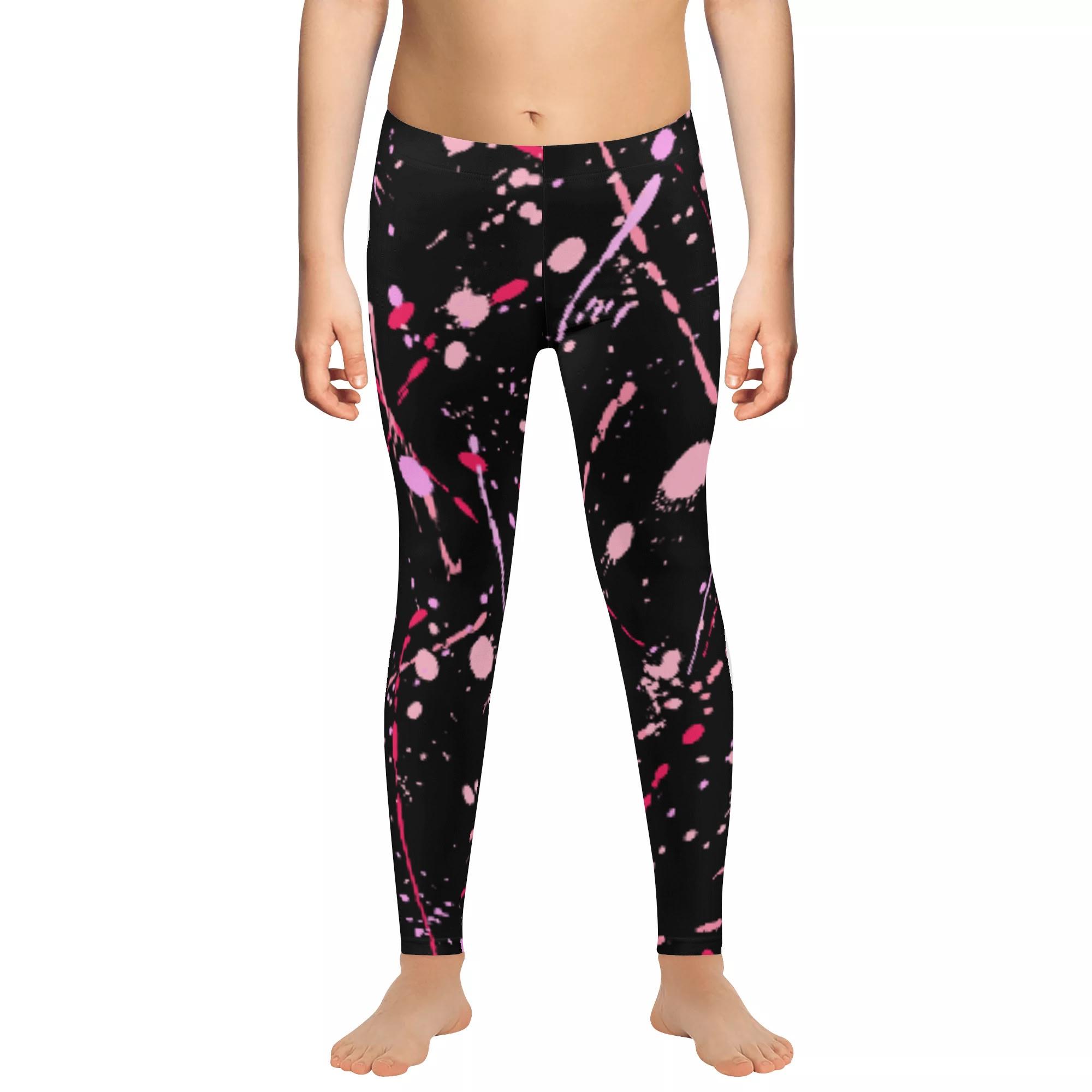 PAINT_PK_KLG(キッズレギンス 10分丈) キッズレギンス 10分丈 キッズ 全て ペイント 模様 飛散 nekototuribito _ID018(4)