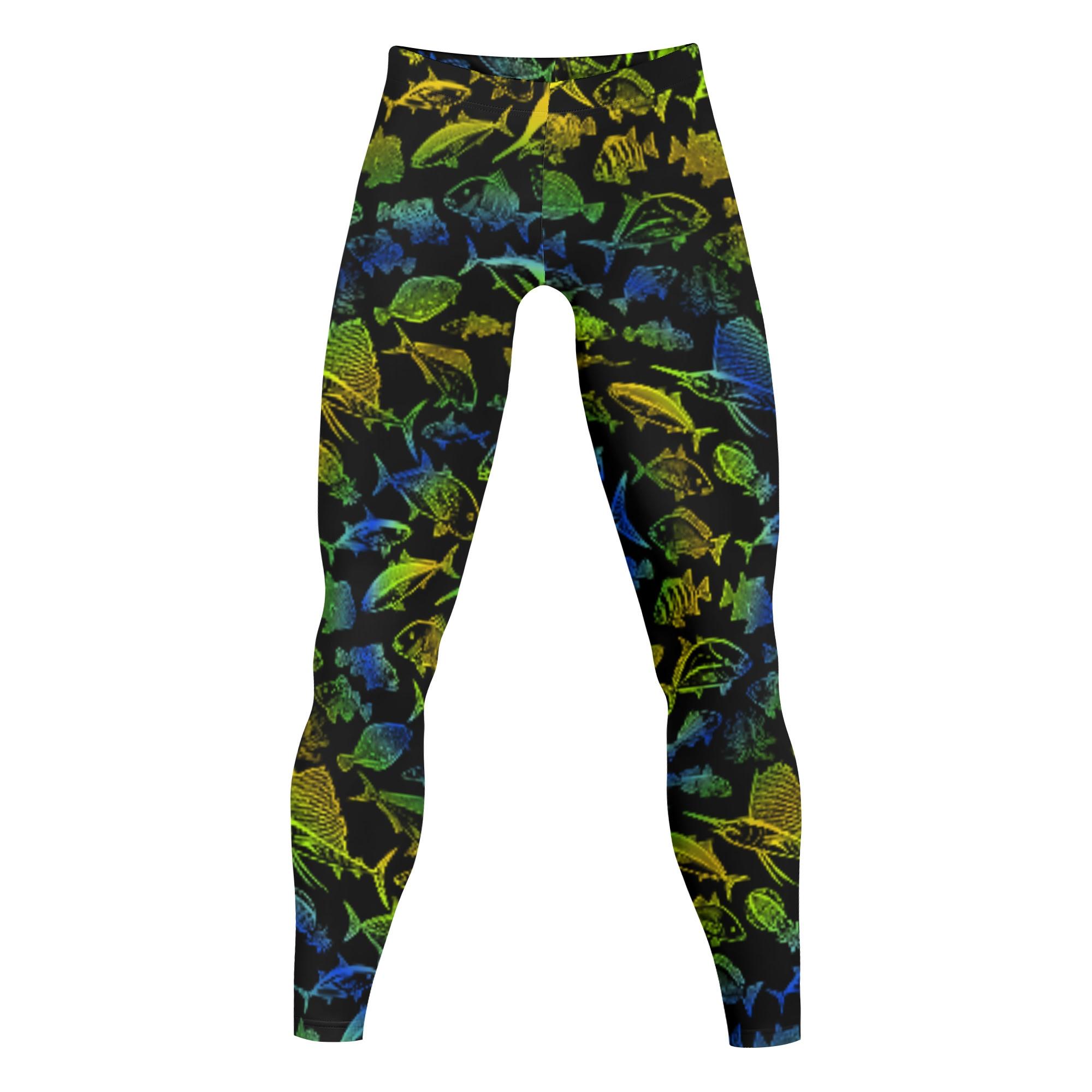 KAISUIGYO_UZ12_MLG(メンズレギンス 10分丈) メンズレギンス 10分丈 メンズ 全て 魚 海 釣り 海釣り 魚釣り 海水魚 渦巻き nekototuribito _ID018