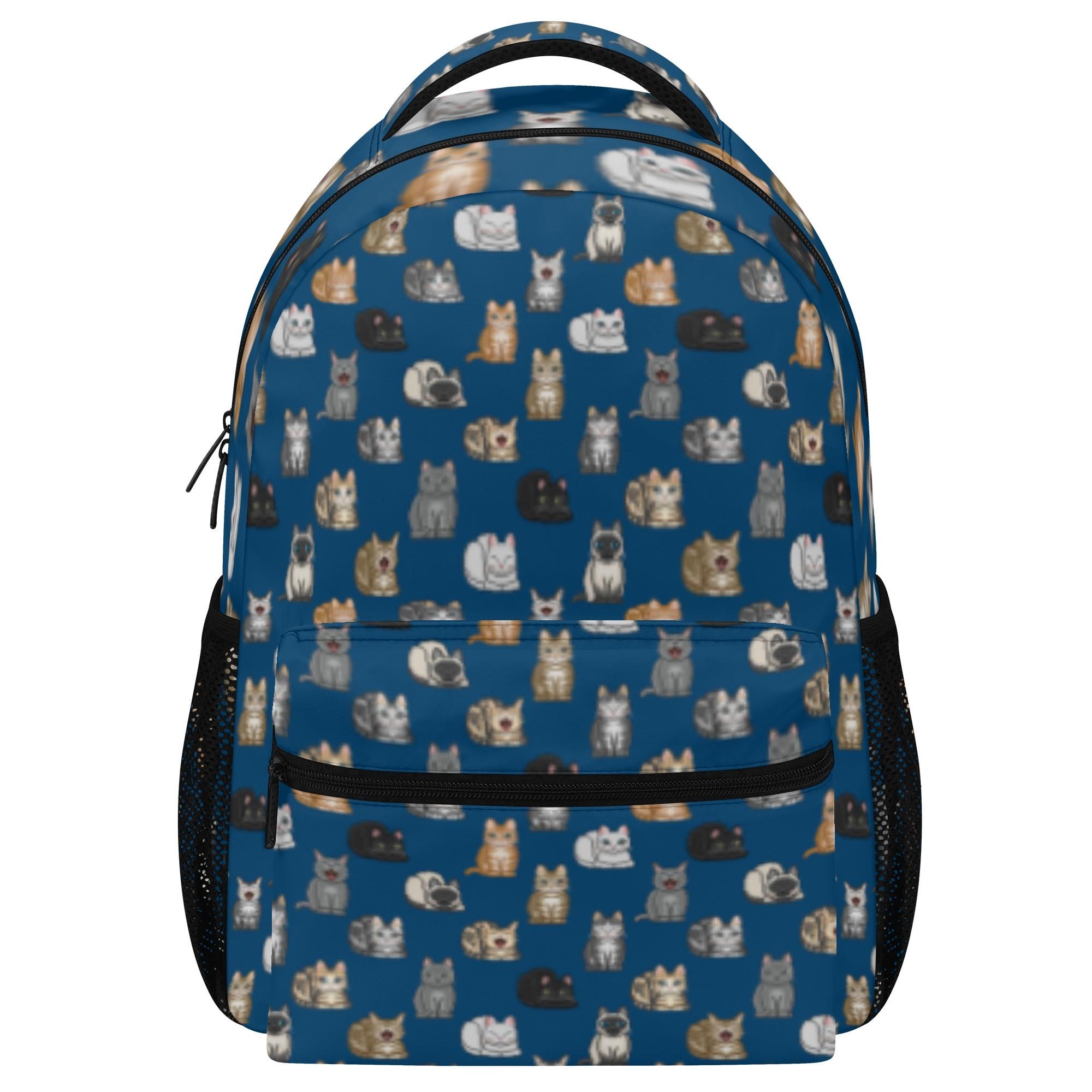 NEKO_10DB_SBP(スクールバックパック) スクールバックパック ユニセックス バッグ 全て 動物 猫 ねこ ペット cat アニマル ドット絵 ne..