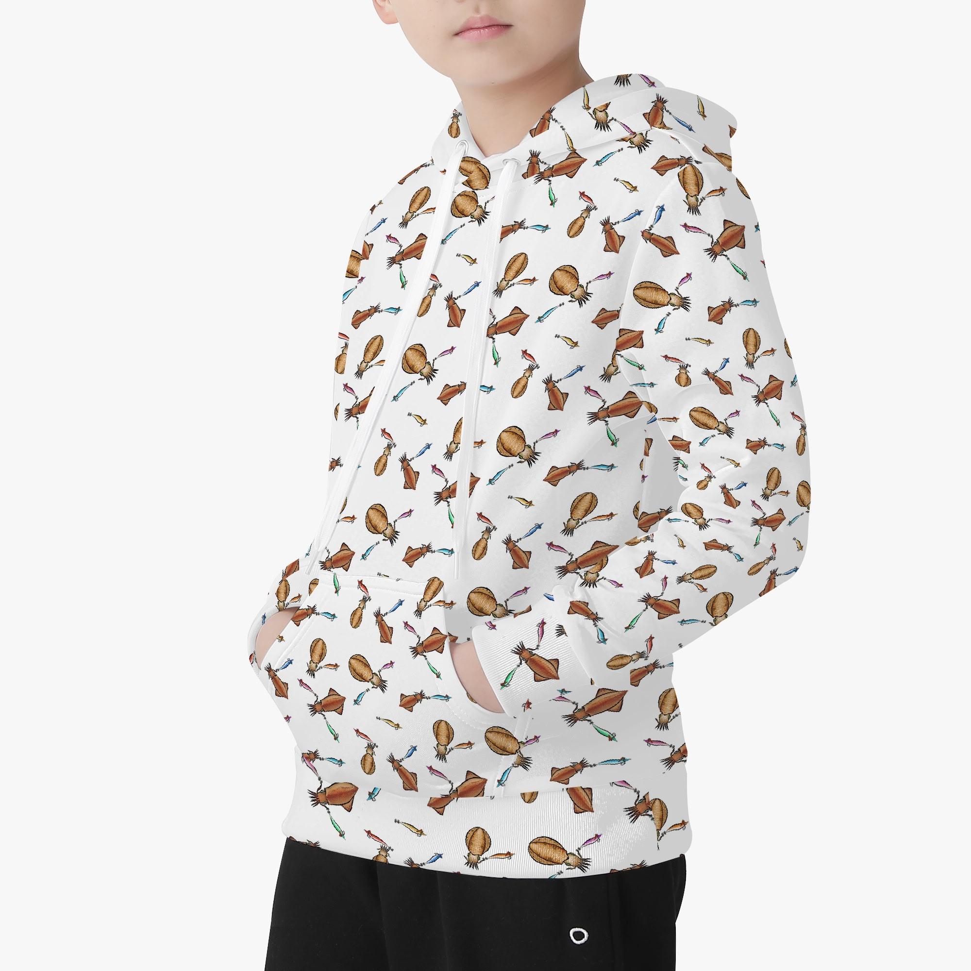 IKA_CW_KP(キッズフードパーカー) キッズフードパーカー キッズ 全て アオリイカ マルイカ イカ エギン..