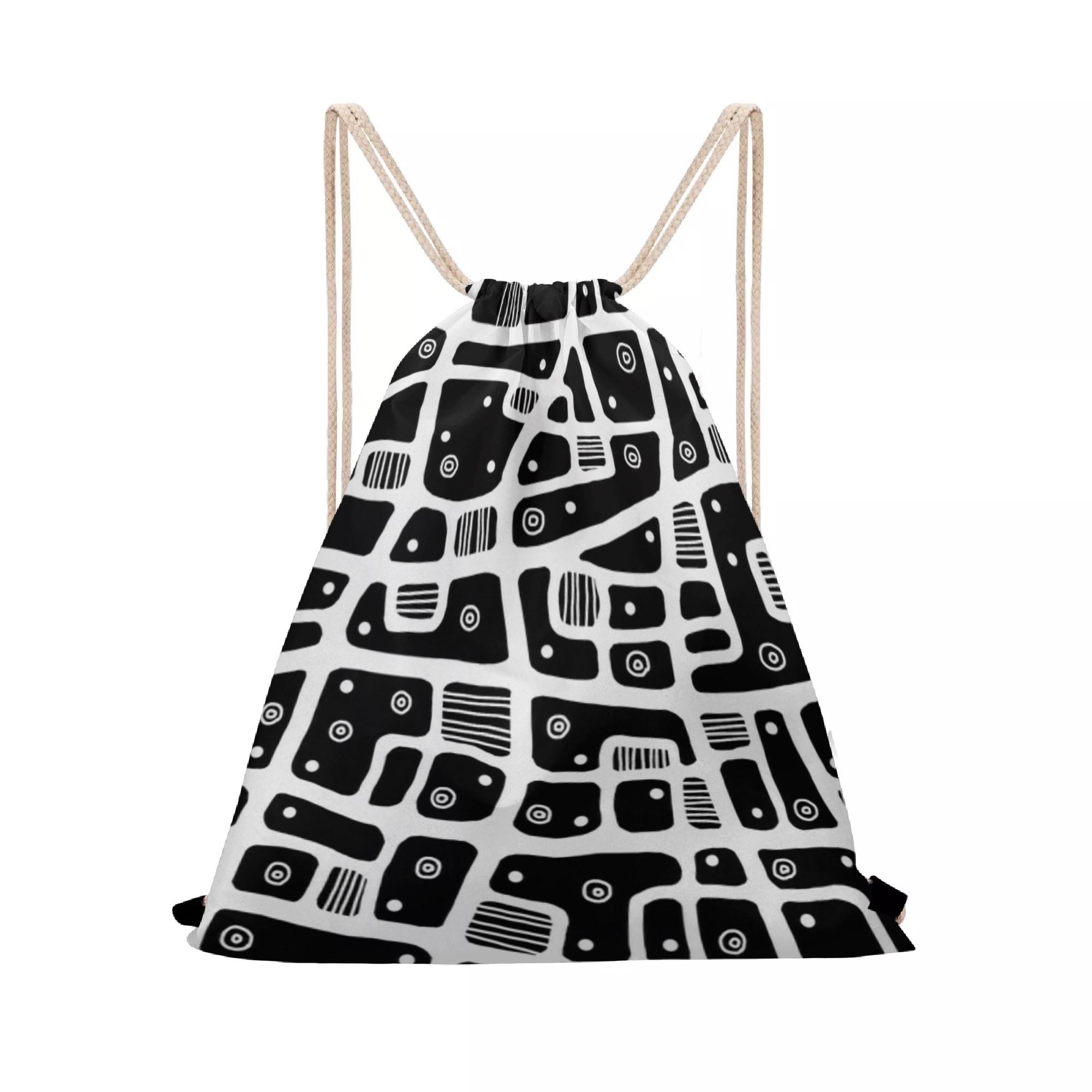 map design (黒)(ナップサック) ナップサック ユニセックス バッグ アート 地図 おしゃれ 個性的 白黒 okura _ID018