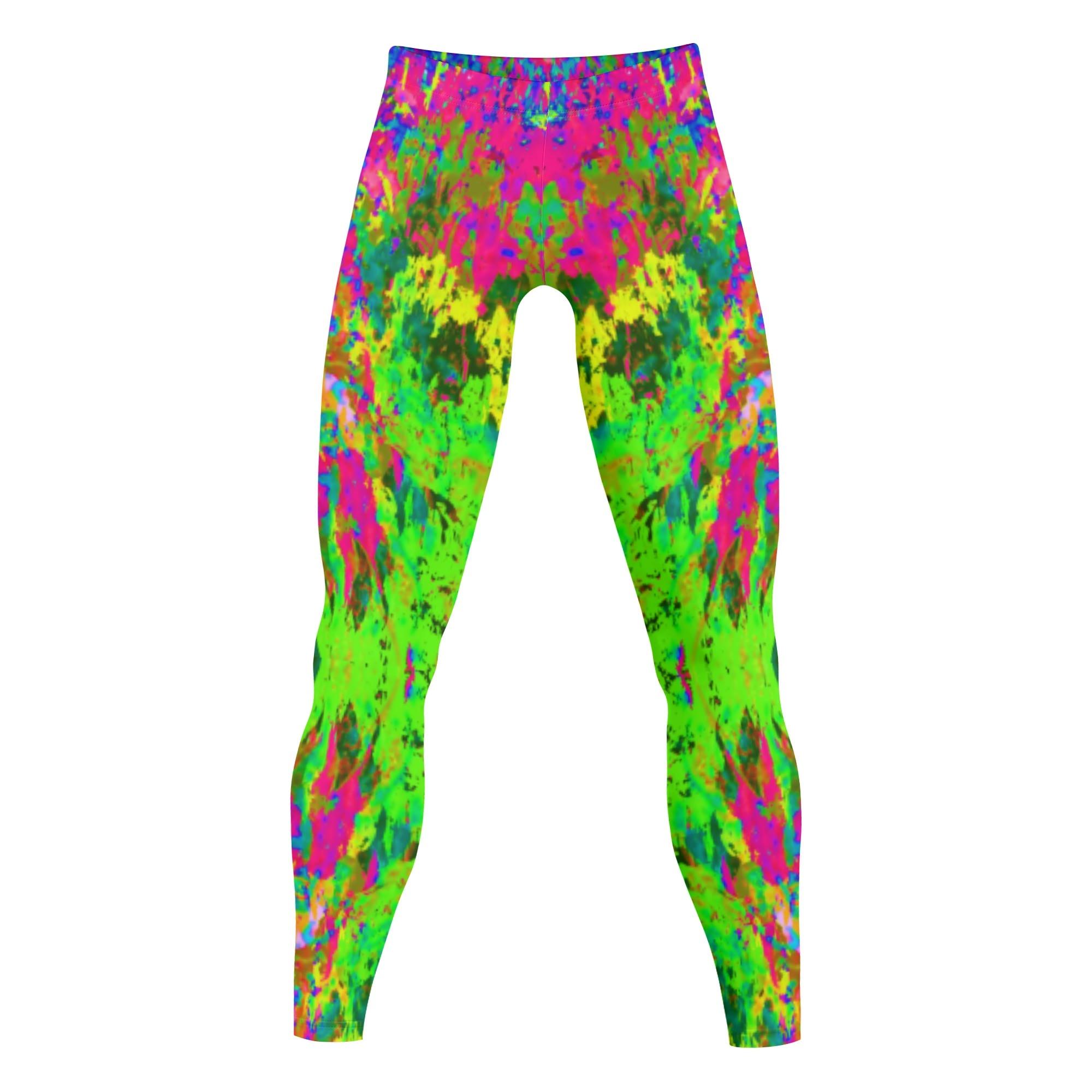 高彩度の雪景色(メンズレギンス 10分丈) メンズレギンス 10分丈 メンズ アート カラフル 雪 雪景色 迷彩柄 高彩度 カモフラ スノウ 詩一 _ID018