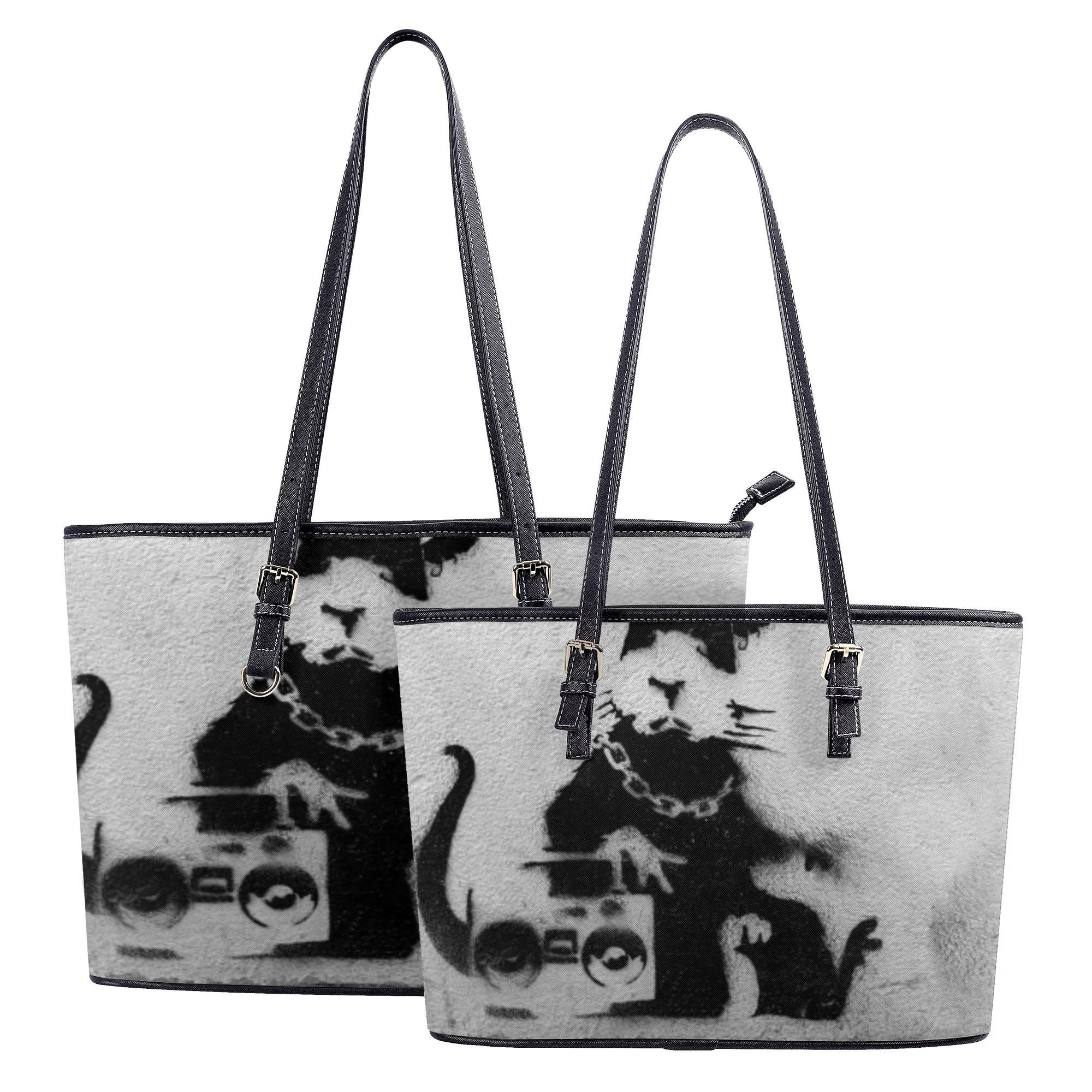 Banksy バンクシー Banksus Militus Ratus 003 ラット マウス(レザートートバッグ) レザートートバッグ..