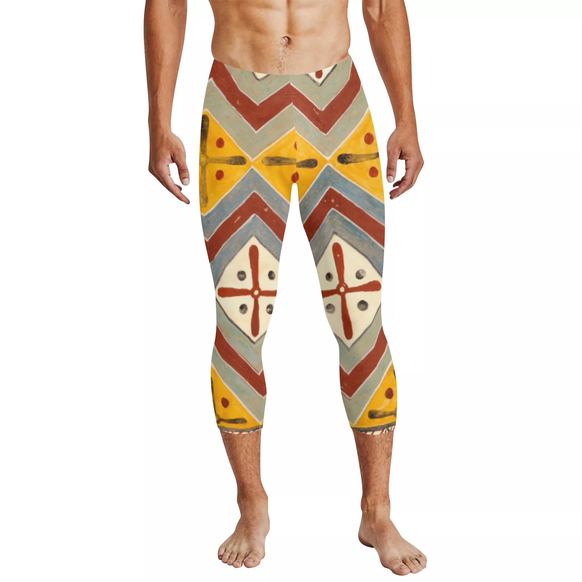ピラミッドの天井模様(メンズレギンス 7分丈) メンズレギンス 7分丈 メンズ アート 歴史 古代 ピラミッド 古代エジプト エジプト Egyptian Egypt Hiibuni _ID018