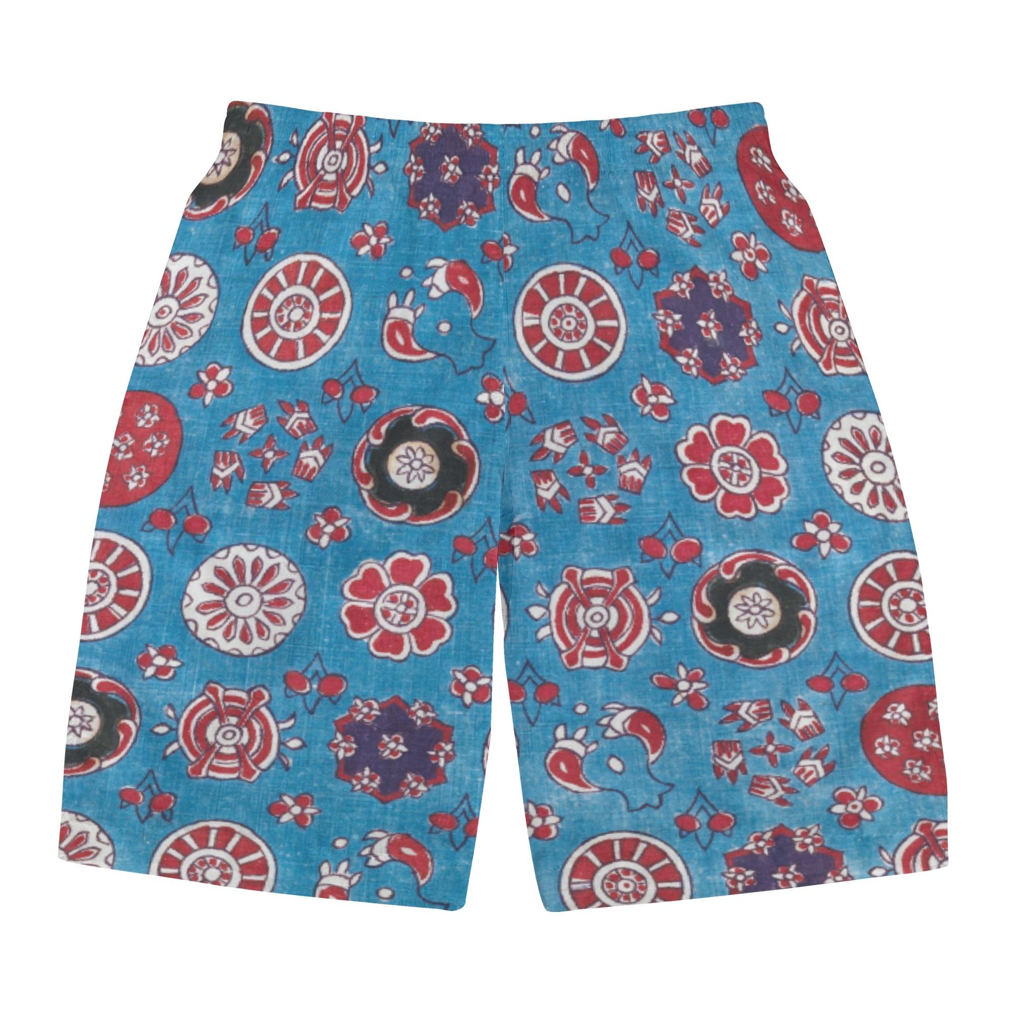 インド更紗の柄(メンズサーフパンツ) メンズサーフパンツ メンズ アート 花 和柄 フラワー 着物 更紗 ..