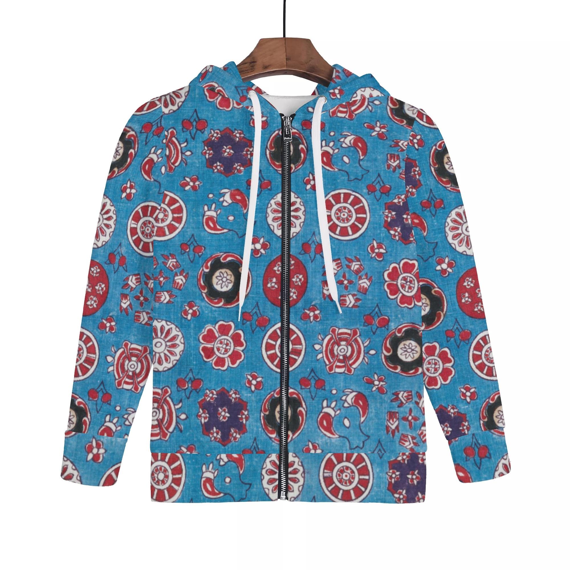 インド更紗の柄(キッズジップアップフードパーカー) キッズジップアップフードパーカー キッズ アート ..