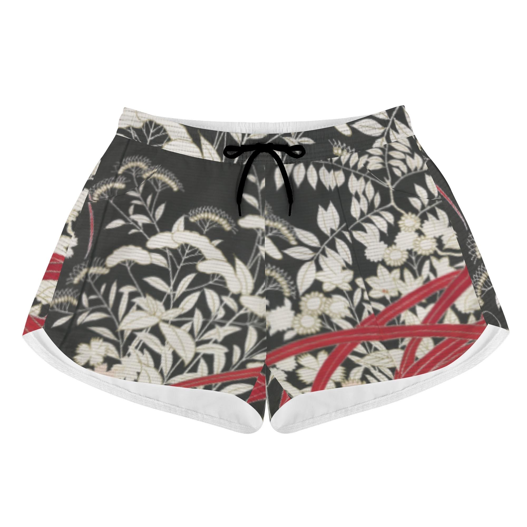 秋草の黒留袖(レディースショートパンツ) レディースショートパンツ レディース 全て ボタニカル 総柄 ..