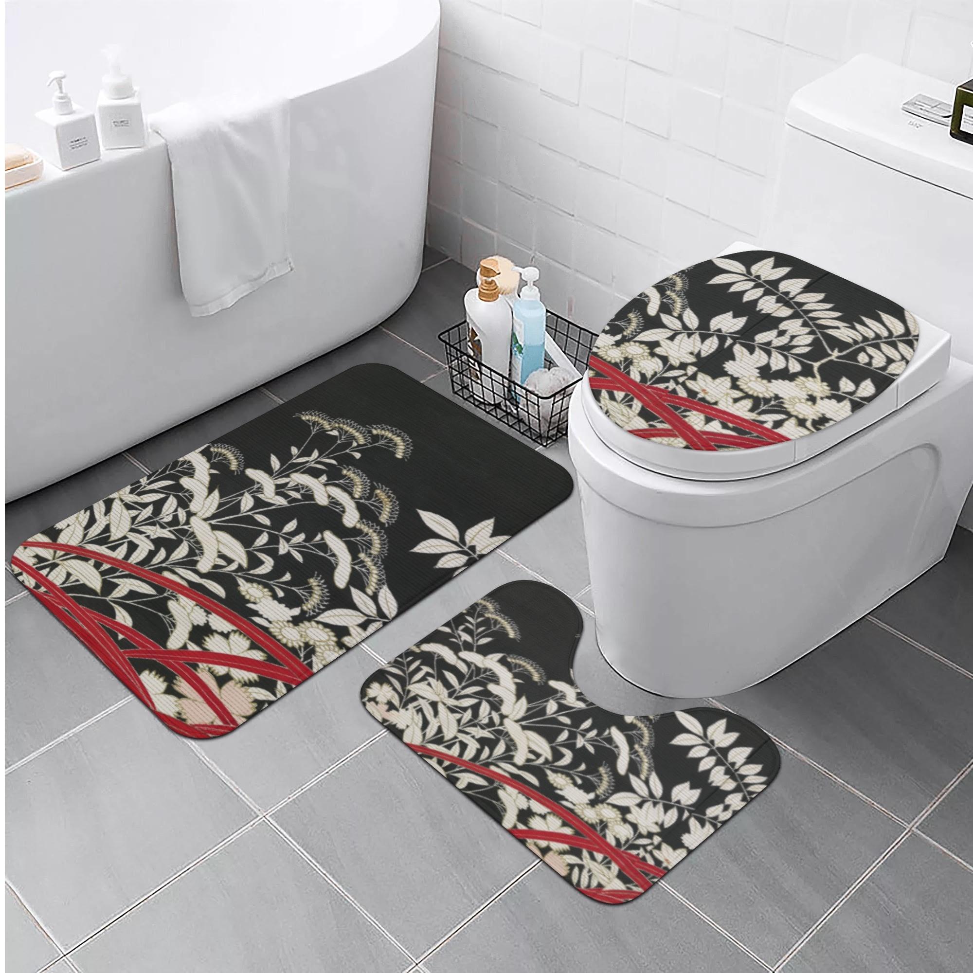 秋草の黒留袖(トイレマットセット) トイレマットセット ユニセックス ホームデコレーション 全て ボタ..