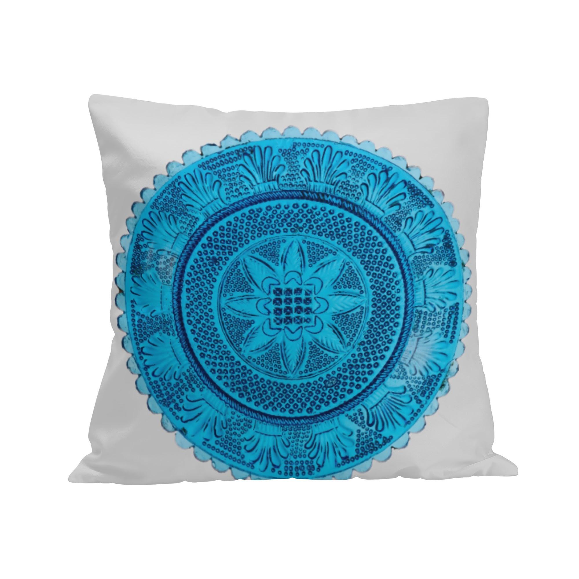 水色ガラスプレートのデザイン(クッションカバー) クッションカバー ユニセックス ホームデコレーショ..