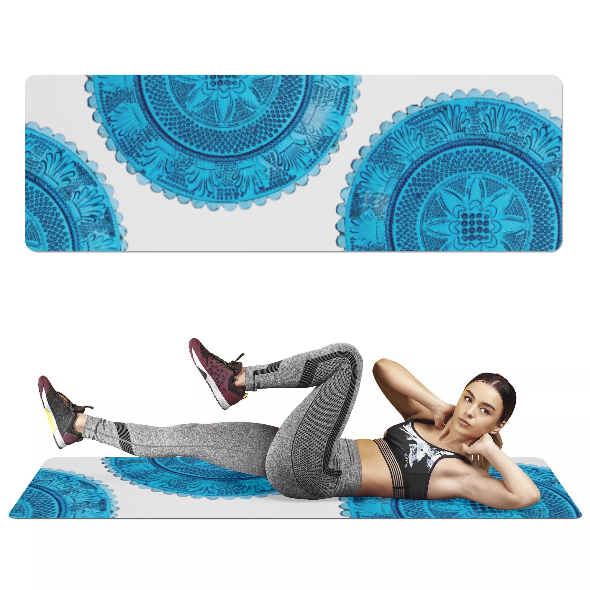 水色ガラスプレートのデザイン(ヨガマット) ヨガマット ユニセックス ホームデコレーション アート 青 ..