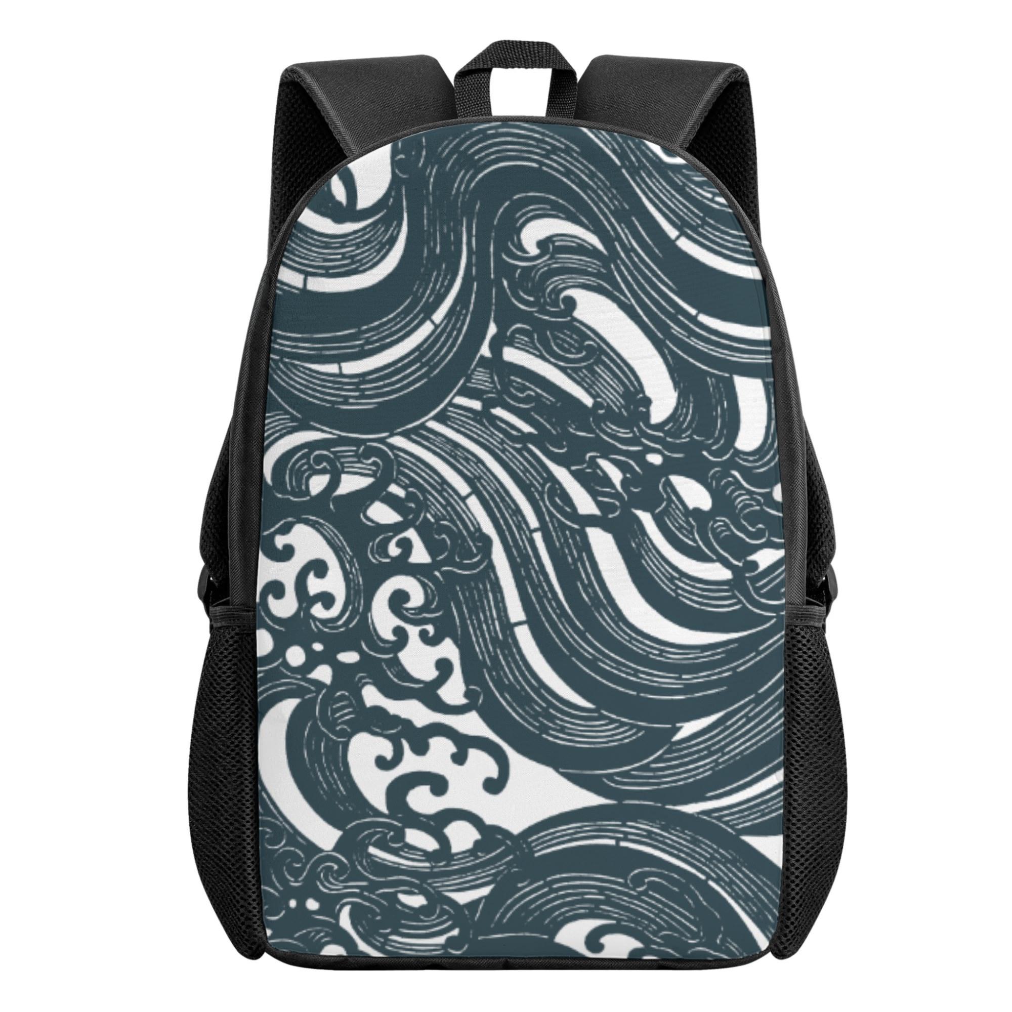 うねり(キッズバックパック) キッズバックパック キッズ アート 和風 和 海 模様 和柄 着物 布 江戸時..