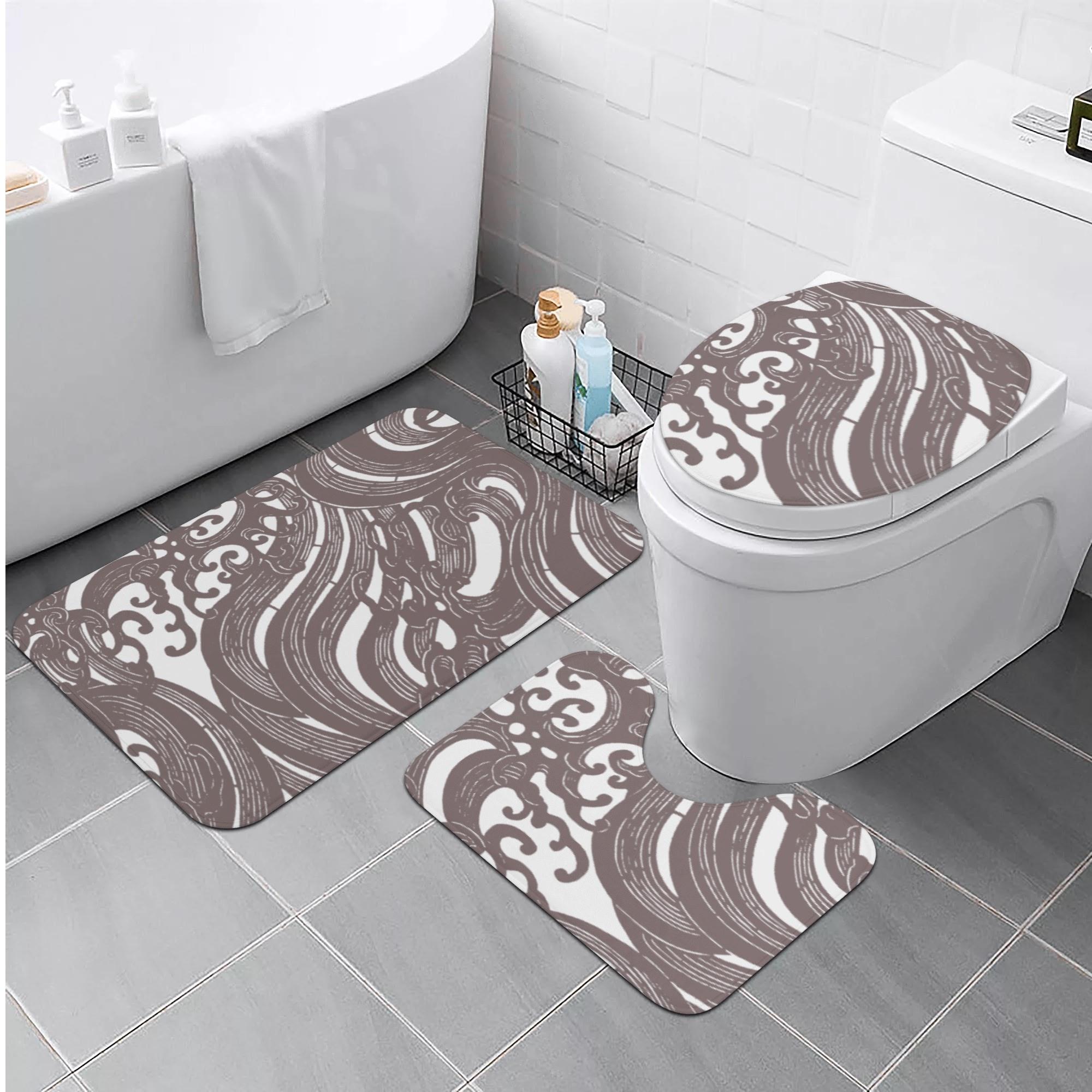 うねり(トイレマットセット) トイレマットセット ユニセックス ホームデコレーション アート 和風 和 ..