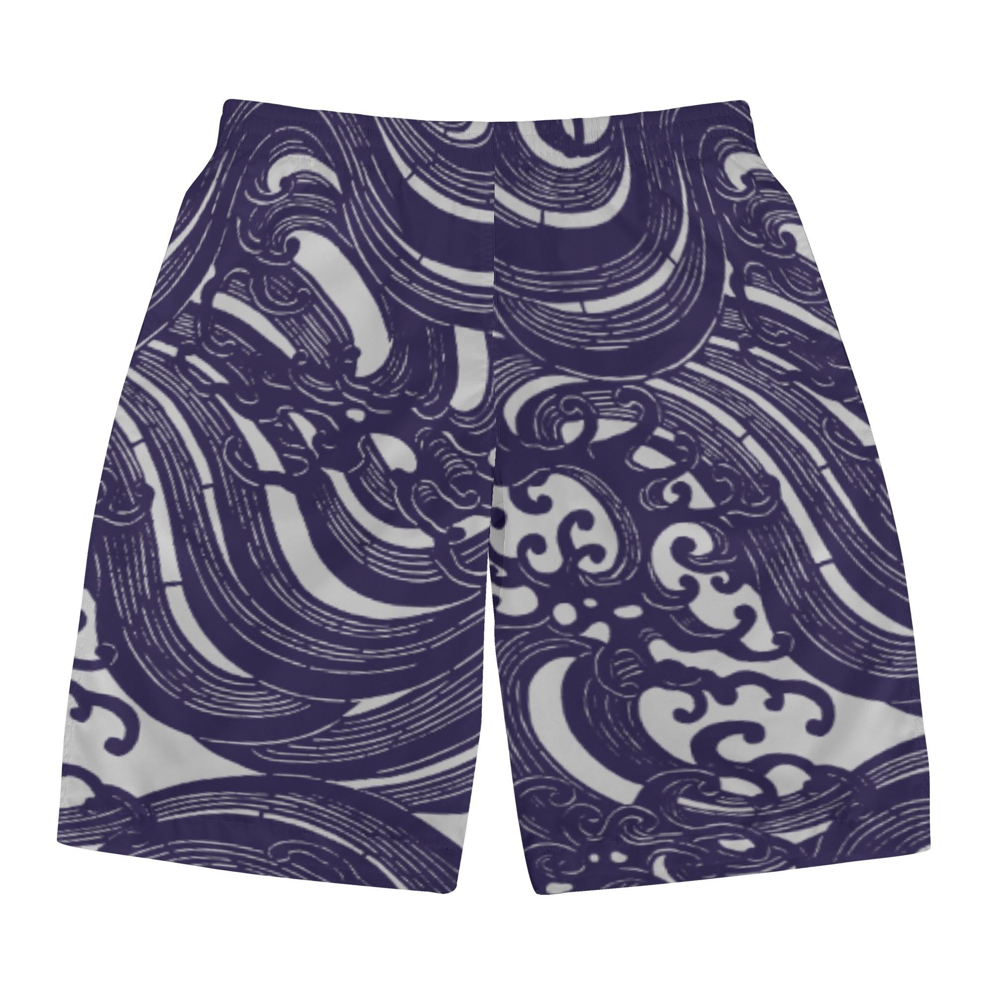 うねり(メンズサーフパンツ) メンズサーフパンツ メンズ アート 和風 和 海 模様 和柄 着物 布 江戸時..
