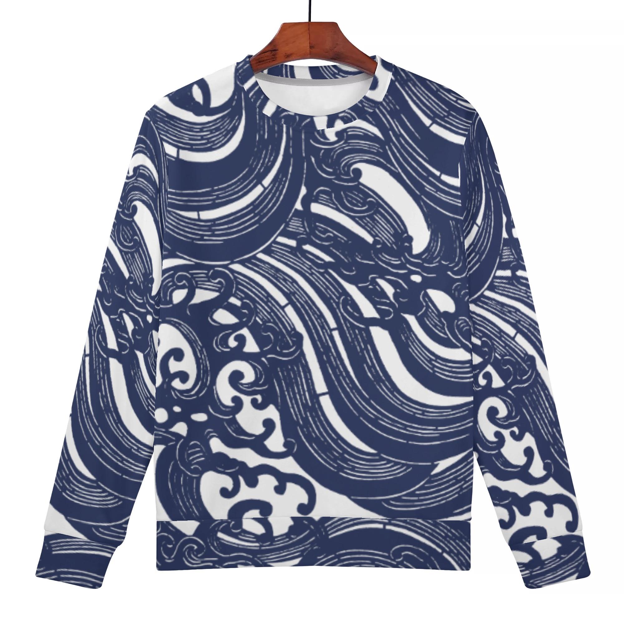 うねり(レディーススウェット) レディーススウェット レディース アート 和風 和 海 模様 和柄 着物 布..