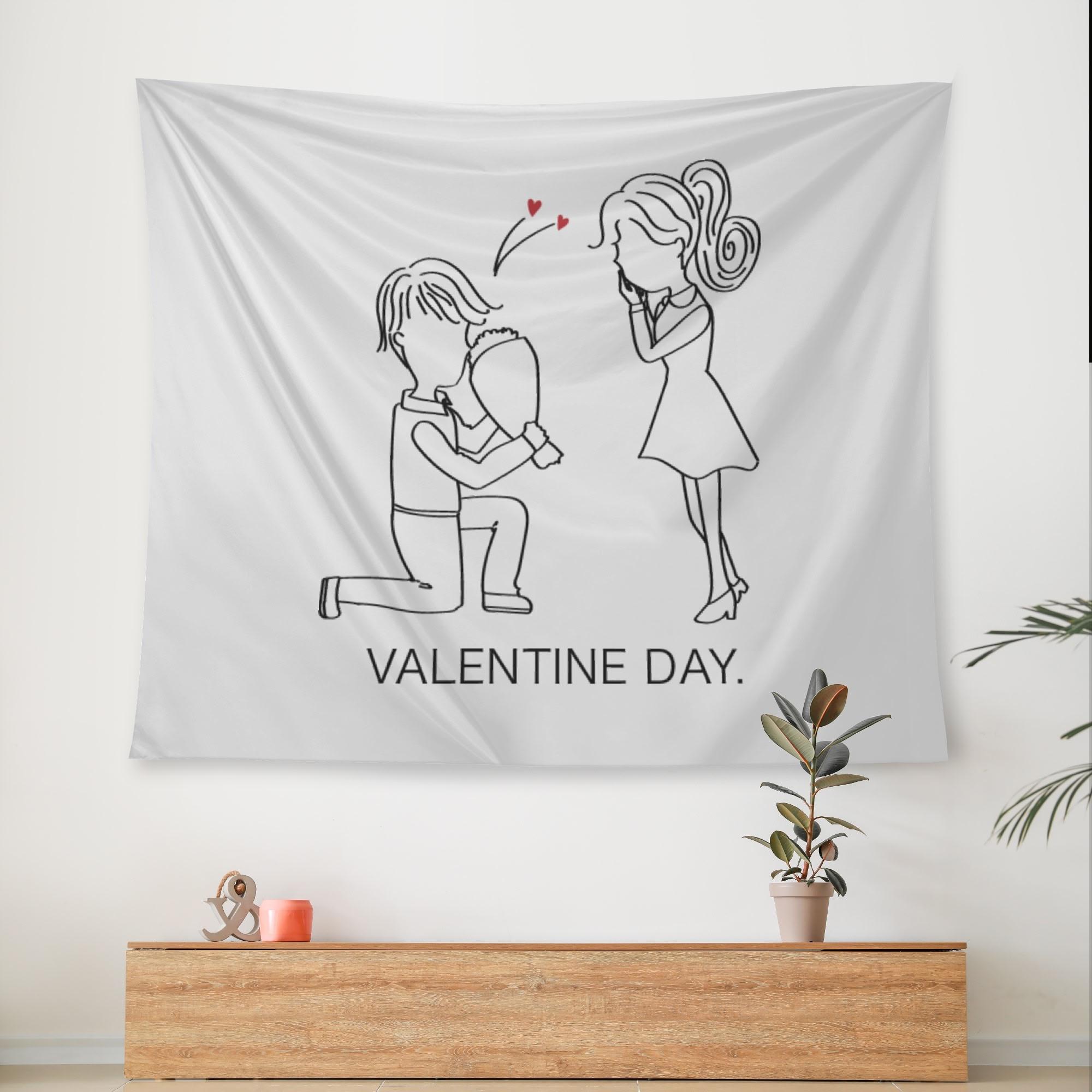 バレンタインデー(タペストリー) タペストリー ユニセックス ホームデコレーション 全て キャラクター シンプル イラスト バレンタイン バレンタインデー 松浦はれ _ID018