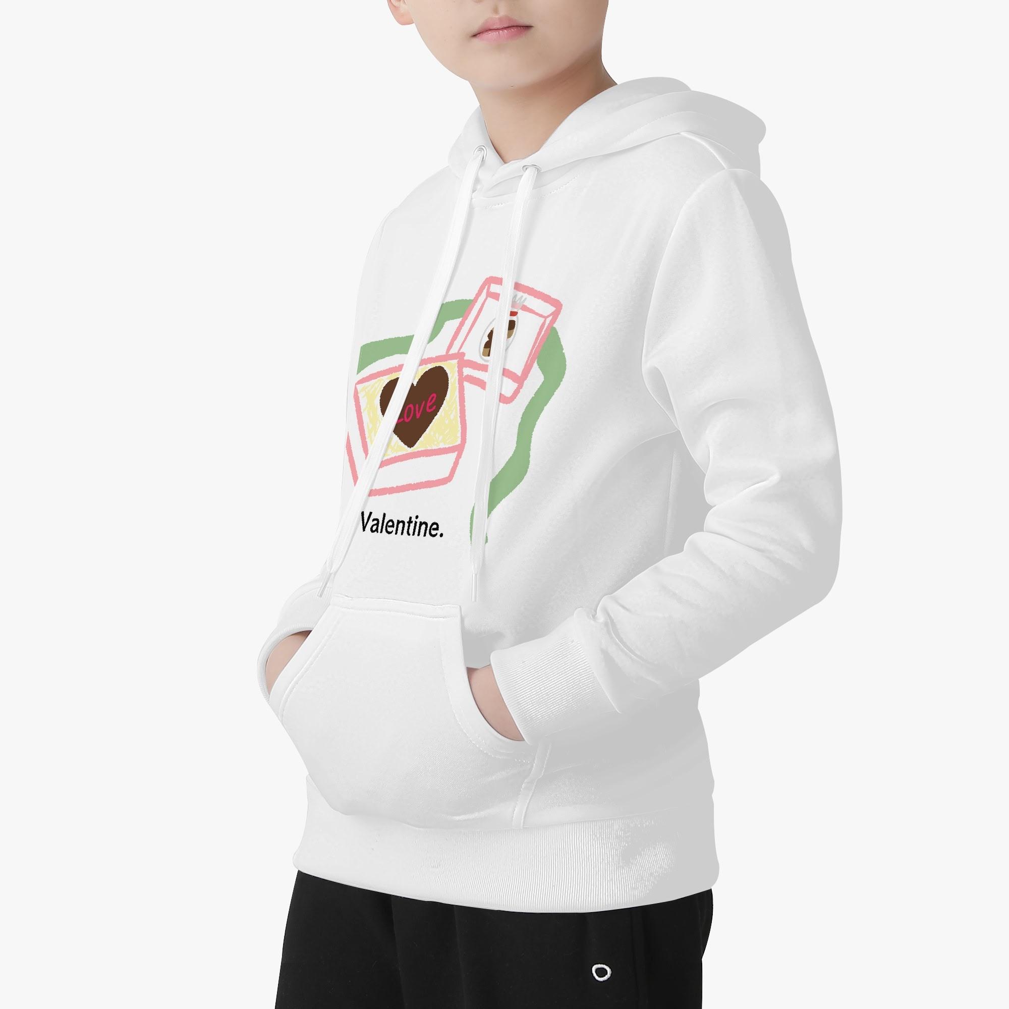 バレンタイン柄(キッズパーカー) キッズフードパーカー キッズ 全て バレンタイン バレンタインデー チョコレート クッキー 松浦はれ _ID018