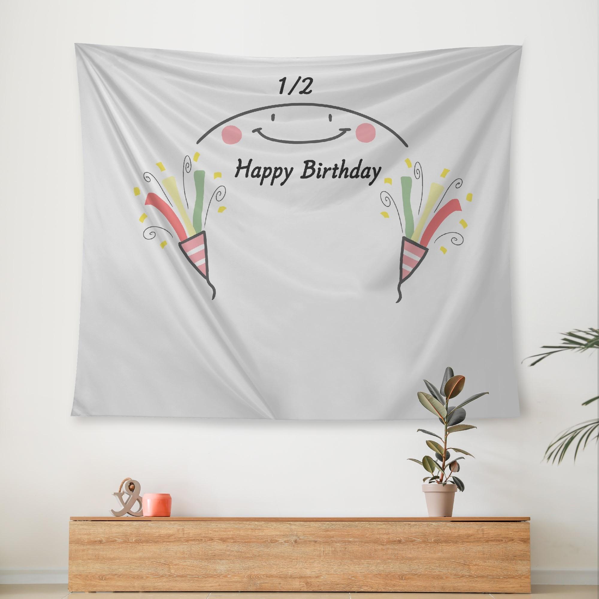 1/2誕生日(ウォールタペストリー) タペストリー ユニセックス ホームデコレーション 全て アート 1/2誕生日 フォトシーツ ハーフバースデー 松浦はれ _ID018