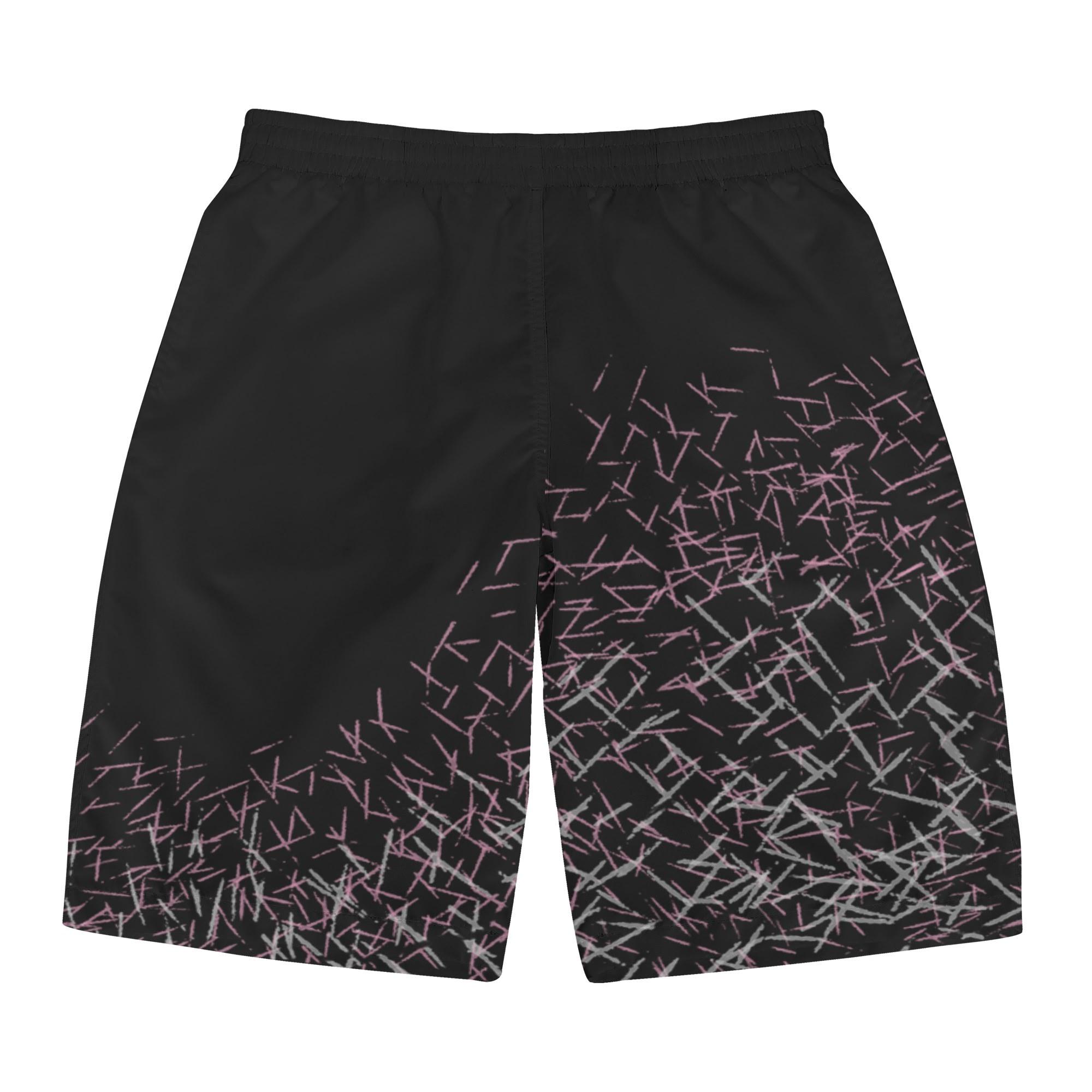 sensen(メンズサーフパンツ) メンズサーフパンツ メンズ アート ライン ブラック ピンク 線 nie _ID018