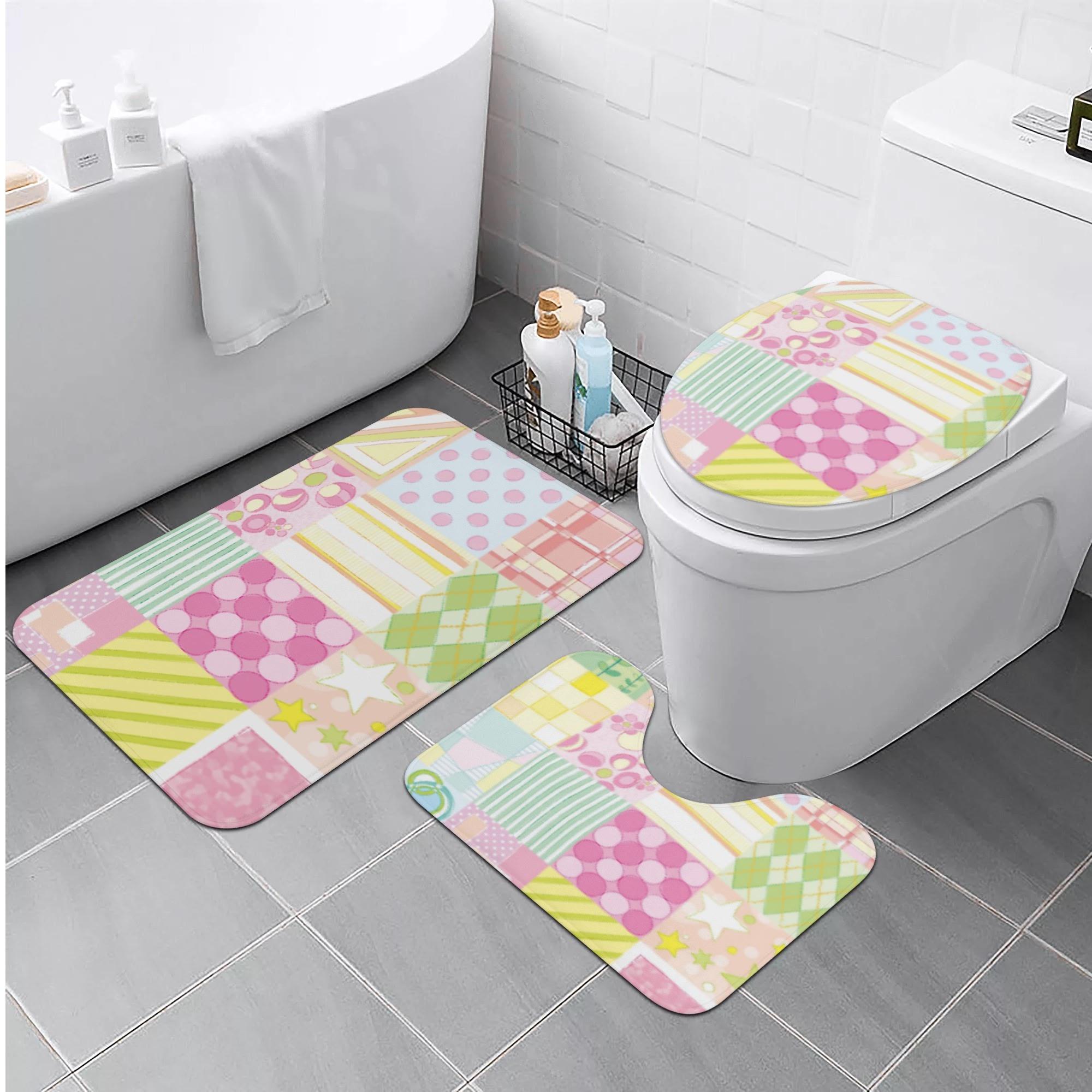 春色パッチワーク(トイレマットセット) トイレマットセット ユニセックス ホームデコレーション アート..