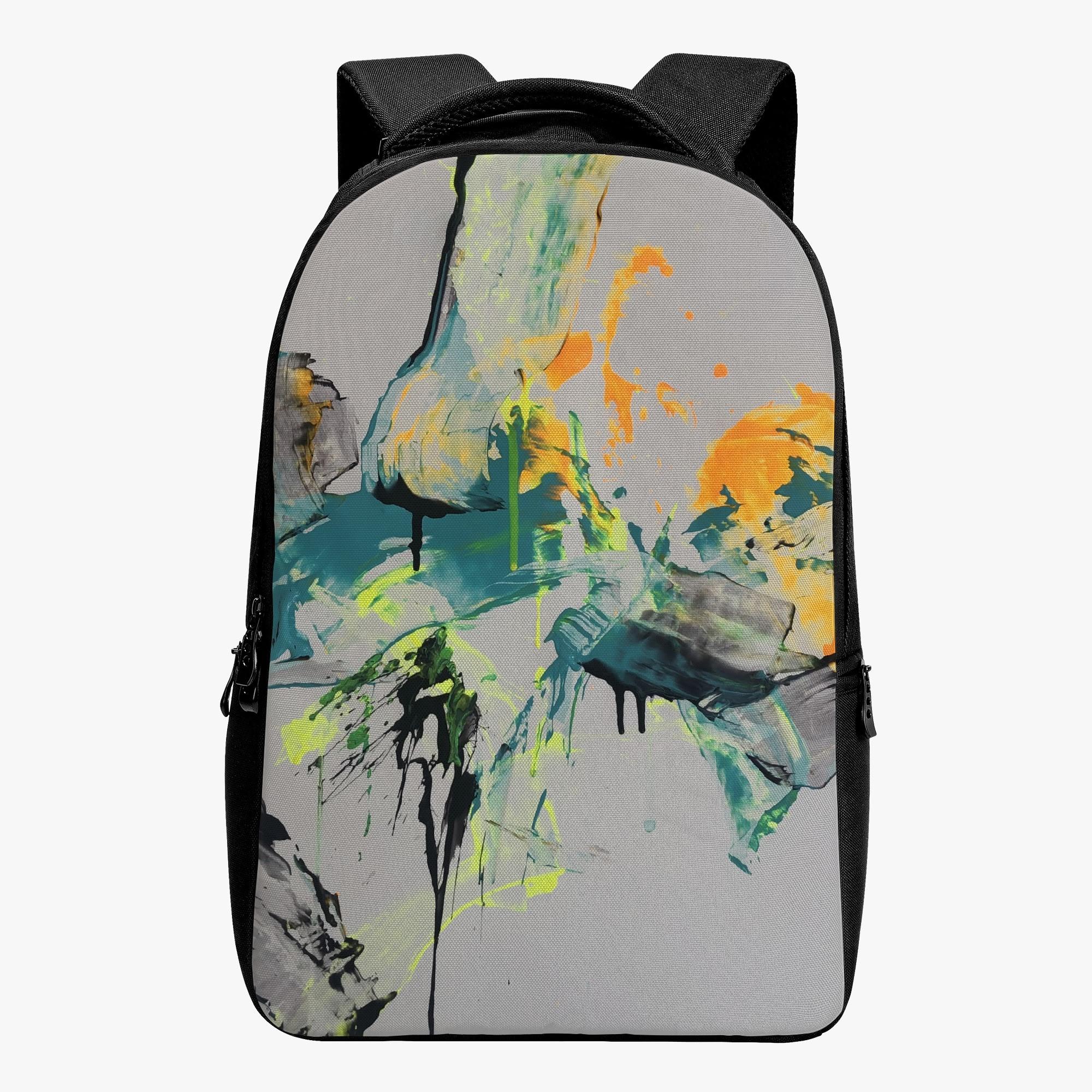 オレンジと青の飛沫(ラップトップバックパック) バックパック ユニセックス バッグ アート ブルー オレンジ green TakeshiYokoshima _ID018