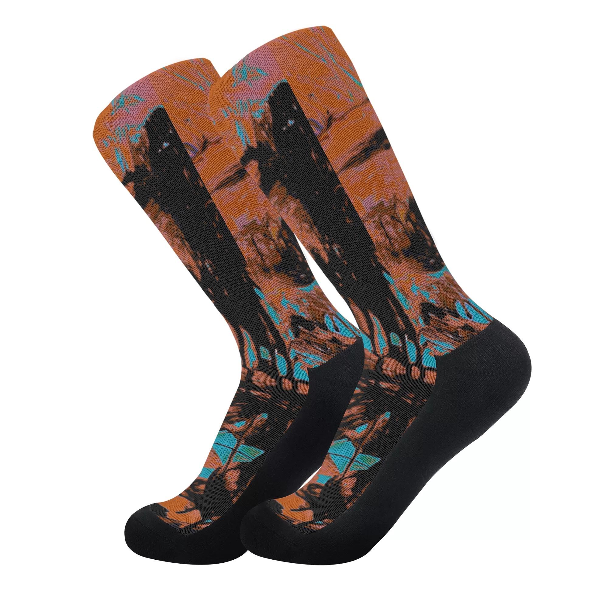 錆た鉄色の赤とターコイズのコラージュ(ソックス) ソックス ユニセックス アクセサリー アート 現代アート TakeshiYokoshima _ID018