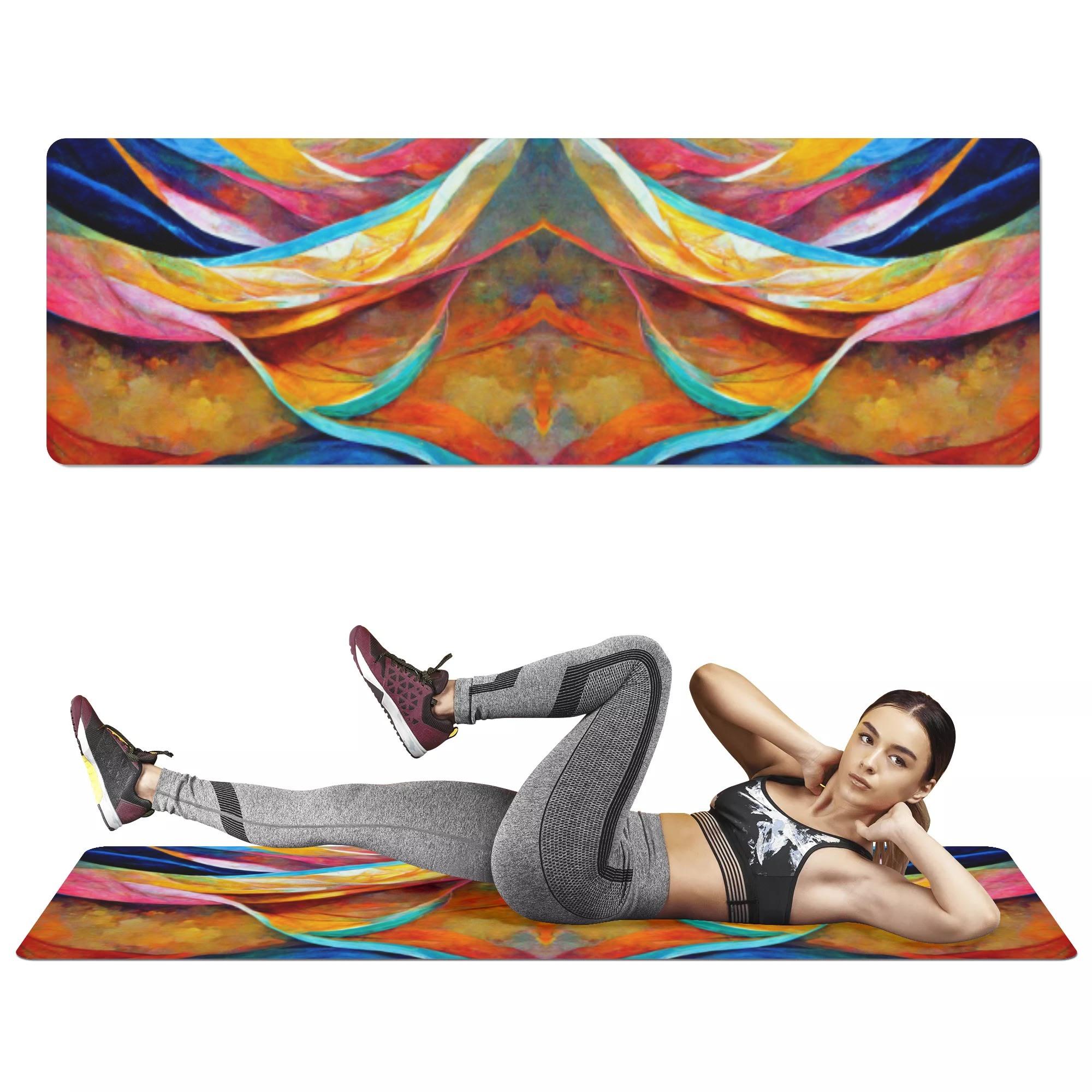 線の抽象画(ヨガマット) ヨガマット ユニセックス ホームデコレーション 全て 抽象画 線 AI AI画像 AIR..