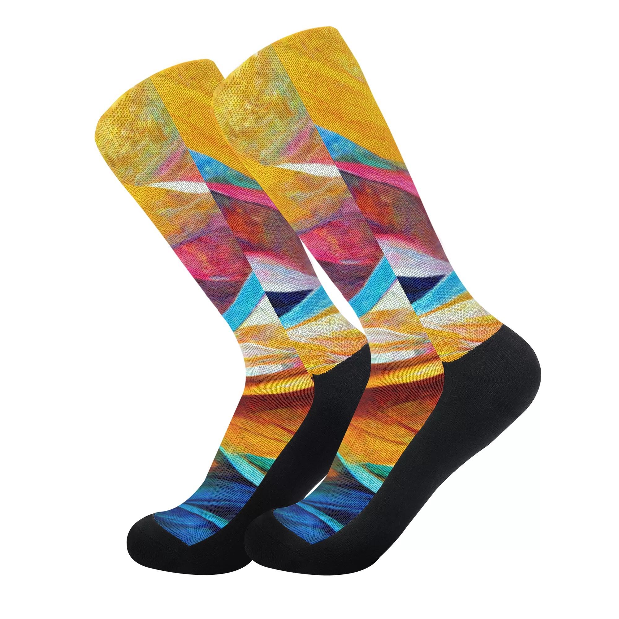 線の抽象画(ソックス) ソックス ユニセックス アクセサリー 全て 抽象画 線 AI AI画像 AIR _ID018