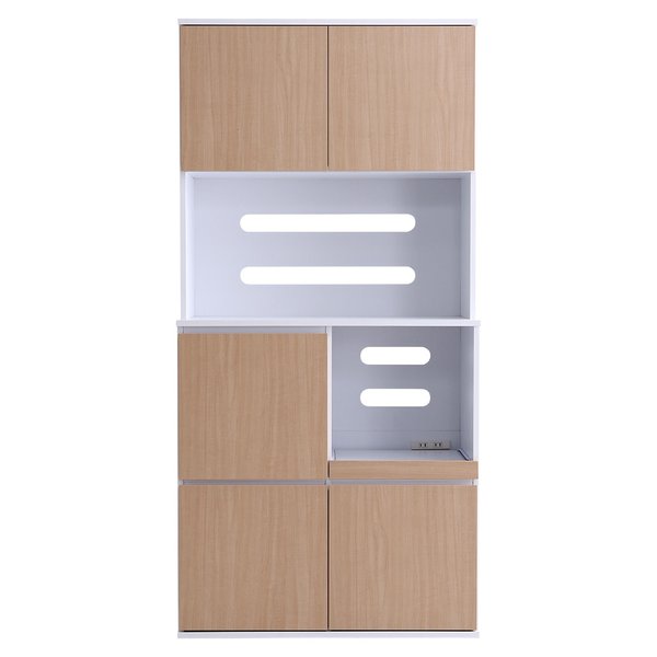 スリム食器棚 約79cm幅 オーク 組立品【代引不可】_ID014