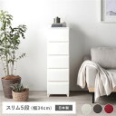 タンス スリム 5段 約幅34cm アイボリー プラスチック製 脚付き 足付き お掃除簡単 フラット仕様 日本製 国産 ホコリが入りにくい チェスト 衣類収納 たんす 衣類ケース 衣類ボックス 収納家具 インテリア家具 インテリア雑貨 生活用品 組立式_ID014