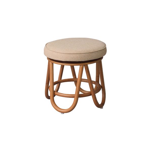 スツール オットマン 約直径39.5×高さ41cm ベージュ 回転式 円形 軽量 ラタン ラウンドスツール 完成品 リビング ダイニング_ID014