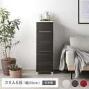 タンス スリム 5段 約幅34cm ブラウン プラスチック製 脚付き 足付き お掃除簡単 フラット仕様 日本製 国産 ホコリが入りにくい チェスト 衣類収納 たんす 衣類ケース 衣類ボックス 収納家具 インテリア家具 インテリア雑貨 生活用品 組立式_ID014