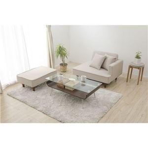 カウチ ソファー 幅93.5cm レッド 同柄クッション2個 オットマン付 樹脂製ブラウン脚付 コールテン生地 日本製 組合せ リビング【代引不可】_ID014