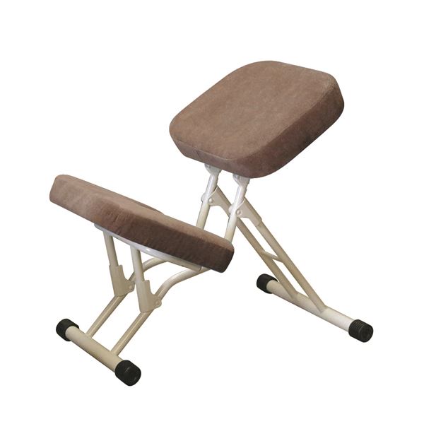 学習椅子/ワークチェア 【ライトブラウン×ミルキーホワイト】 幅440mm 日本製 折り畳み スチールパイプ..