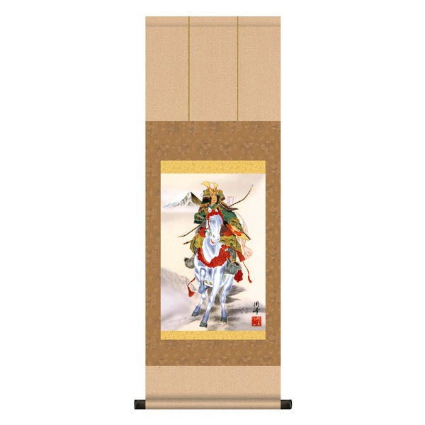 〔 節句掛軸 祝い掛軸 〕こどもの日 端午の節句 掛け軸 高畠 周峰 子どもの日 掛軸 「繁栄武者」_ID014