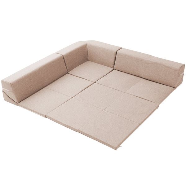 コーナーソファー ベージュ マット付き 洗えるカバー ホットカーペット使用可 床暖房使用可 フロアソファー 日本製【代引不可】_ID014