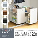 クローゼット 押入れ 収納 ワゴン 2段 ワイド 大型 2個セット 幅40cm 奥行58.5 キャスター付き ラック 移動式 押し入れ 新生活 CLOSETRACK 当日出荷 ID008