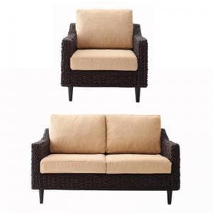 ソファ アジアン調 デザインソファー ふたりがけ 二人掛け 1人 2人 おしゃれ 布製 ファブリック 天然木..