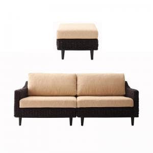 ソファ アジアン調 デザインソファー さんにんがけ 三人掛け 3人用 おしゃれ 布製 ファブリック 天然木..