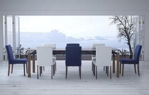 ダイニングテーブル セット 8人用 幅140-240cm 洗えるカバー 天然木ウォールナット材伸縮式デザイナーズダイニングWALSTERシリーズ 9点(テーブル+チェア8脚)