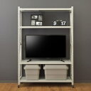 スチールラック 幅129×奥行40.5×高さ188.5cm 丈夫 大型 大きめ シェルフ スチール ラック 収納 本棚 オープンラック 4段 キャスター付き 移動式 白 ID012
