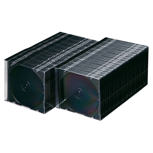 Blu-ray・DVD・CDケース スリムタイプ 100枚セット ブラック 薄さ約5mmと従来のCDケースの約半分 サンワサプライ FCD-PU100MBKN 送料無料 新品