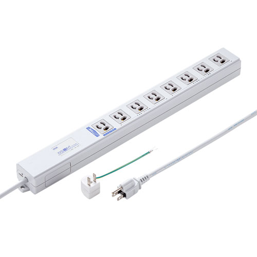 パソコン連動タップ 3P 8個口 2m 新方式でほぼ全てのデスクトップパソコンに対応するマイコン連動式 抜..